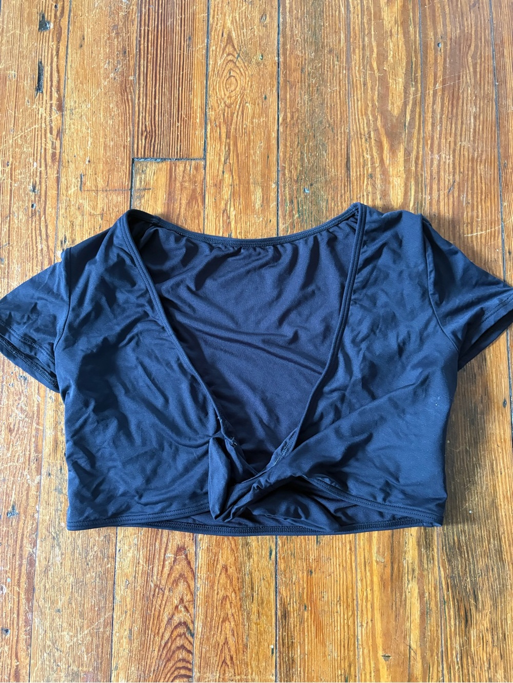 MICHAEL Michael Kors Black Twist-Front Swim Crop Top
